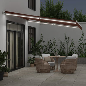 vidaXL Manual Retractable Awning with LED Brown 400x300 cm