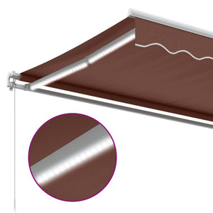 vidaXL Manual Retractable Awning with LED Brown 400x300 cm