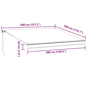 vidaXL Manual Retractable Awning with LED Brown 400x300 cm