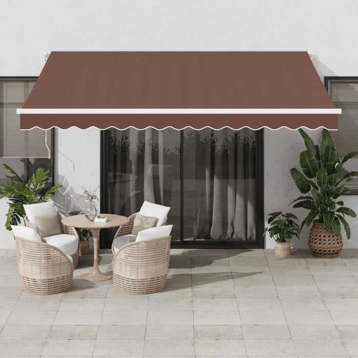 vidaXL Manual Retractable Awning with LED Brown 400x300 cm