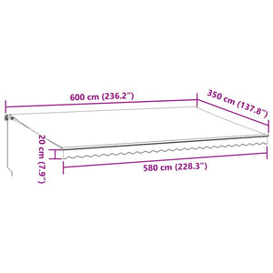 vidaXL Manual Retractable Awning with LED Brown 600x350 cm