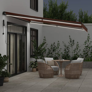 vidaXL Automatic Retractable Awning with LEDs Brown 400x350 cm