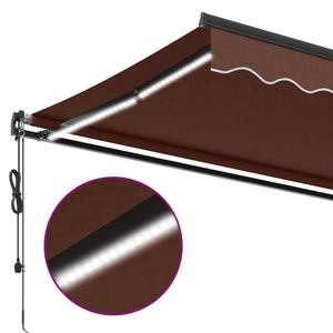 vidaXL Automatic Retractable Awning with LEDs Brown 400x350 cm