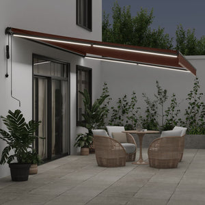 vidaXL Automatic Retractable Awning with LEDs Brown 600x350 cm