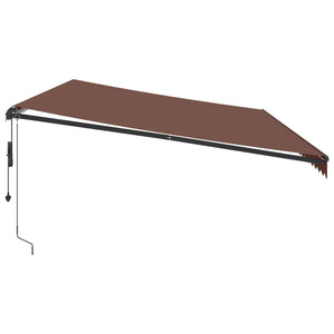 vidaXL Automatic Retractable Awning with LEDs Brown 600x350 cm