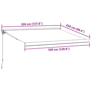 vidaXL Manual Retractable Awning Brown 350x250 cm