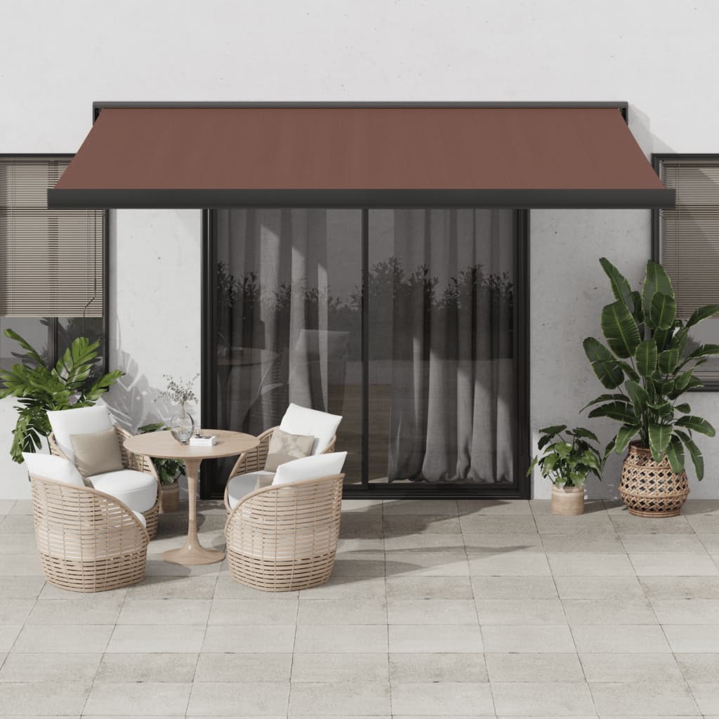 vidaXL Manual Retractable Awning Brown 400x300 cm