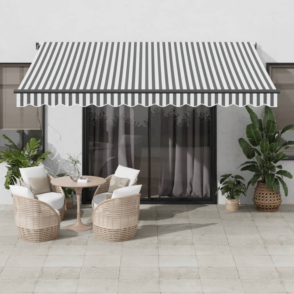 vidaXL Manual Retractable Awning Anthracite and White 400x350 cm