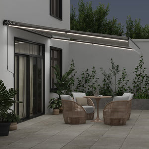 vidaXL Manual Retractable Awning with LEDs Anthracite&White 450x350 cm