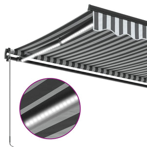 vidaXL Manual Retractable Awning with LEDs Anthracite&White 450x350 cm