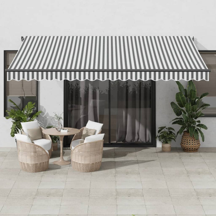 vidaXL Manual Retractable Awning with LEDs Anthracite&White 450x350 cm