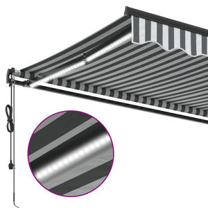 vidaXL Automatic Retractable Awning with LEDs Anthracite&White 450x350 cm