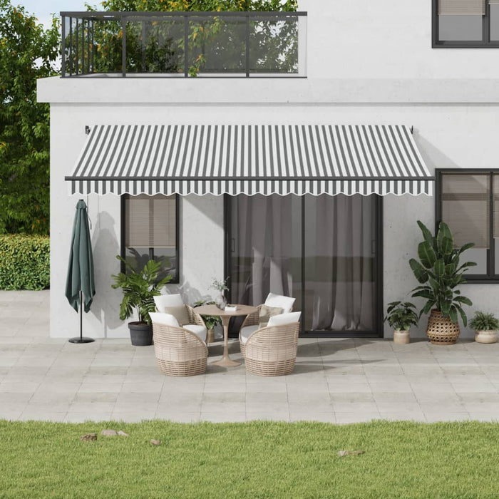 vidaXL Manual Retractable Awning Anthracite and White 500x350 cm