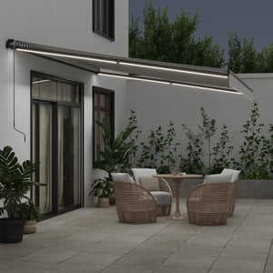 vidaXL Manual Retractable Awning with LEDs Anthracite&White 500x350 cm