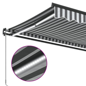 vidaXL Manual Retractable Awning with LEDs Anthracite&White 500x350 cm