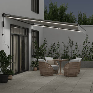 vidaXL Automatic Retractable Awning with LEDs Anthracite&White 500x350 cm