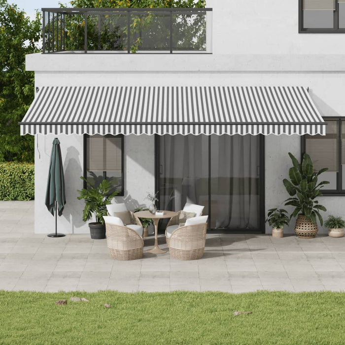 vidaXL Manual Retractable Awning Anthracite and White 600x350 cm