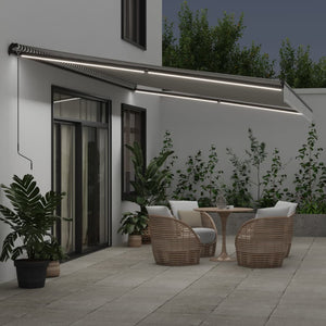 vidaXL Manual Retractable Awning with LEDs Anthracite&White 600x350 cm