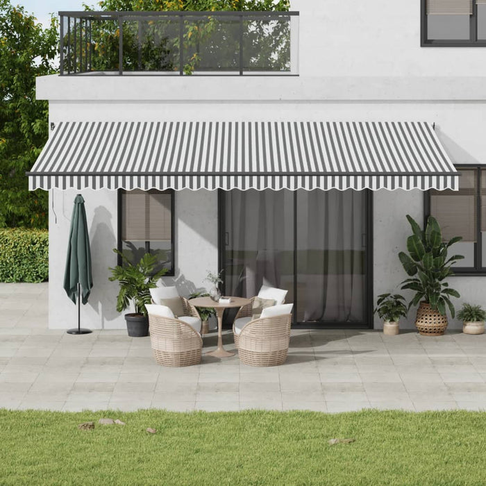 vidaXL Manual Retractable Awning with LEDs Anthracite&White 600x350 cm