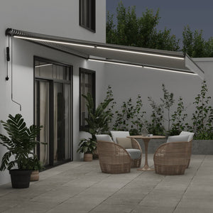 vidaXL Automatic Retractable Awning with LEDs Anthracite&White 600x350 cm