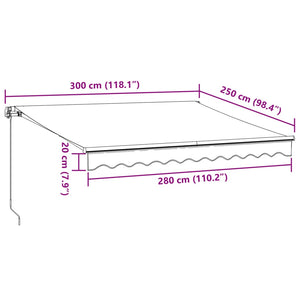 vidaXL Manual Retractable Awning Anthracite&White 300x250 cm