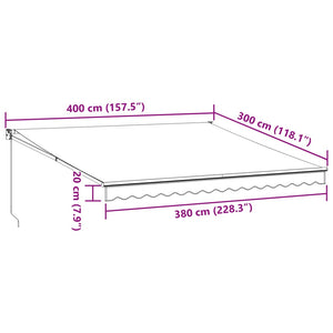 vidaXL Retractable Awning Anthracite and White 4x3 m Fabric&Aluminium