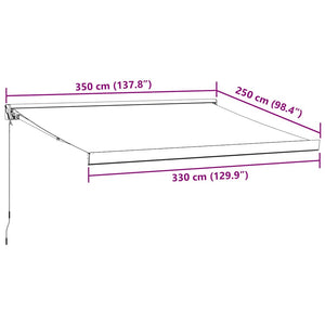 vidaXL Retractable Awning Anthracite and White 3.5x2.5 m Fabric&Aluminium