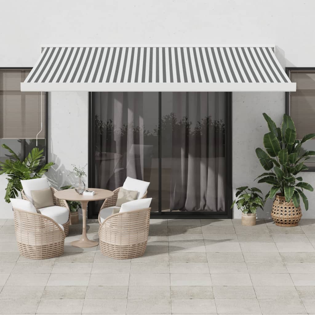 vidaXL Retractable Awning Anthracite and White 4.5x3 m Fabric&Aluminium