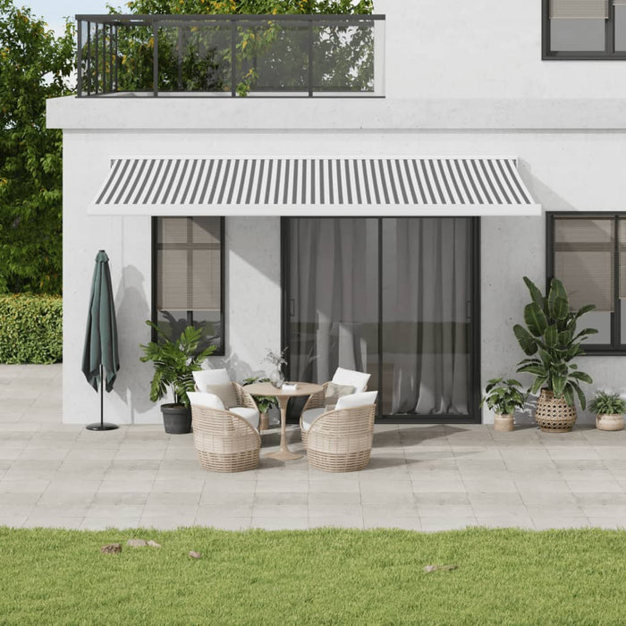 vidaXL Retractable Awning Anthracite and White 5x3 m Fabric&Aluminium