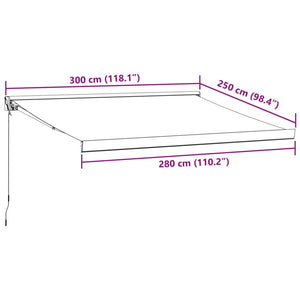 vidaXL Retractable Awning Anthracite and White 3x2.5 m Fabric&Aluminium