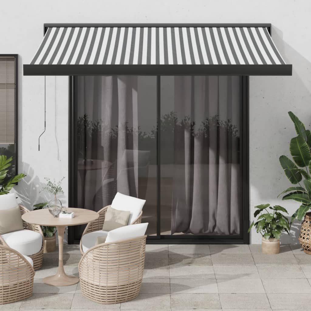 vidaXL Retractable Awning Anthracite and White 3x2.5 m Fabric&Aluminium