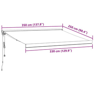 vidaXL Retractable Awning Anthracite and White 3.5x2.5 m Fabric&Aluminium