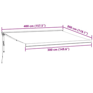 vidaXL Retractable Awning Anthracite and White 4x3 m Fabric&Aluminium