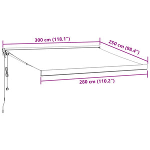 vidaXL Retractable Awning Anthracite and White 3x2.5 m Fabric&Aluminium