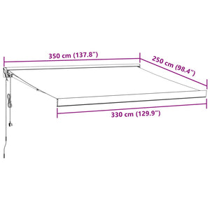 vidaXL Retractable Awning Anthracite and White 3.5x2.5 m Fabric&Aluminium