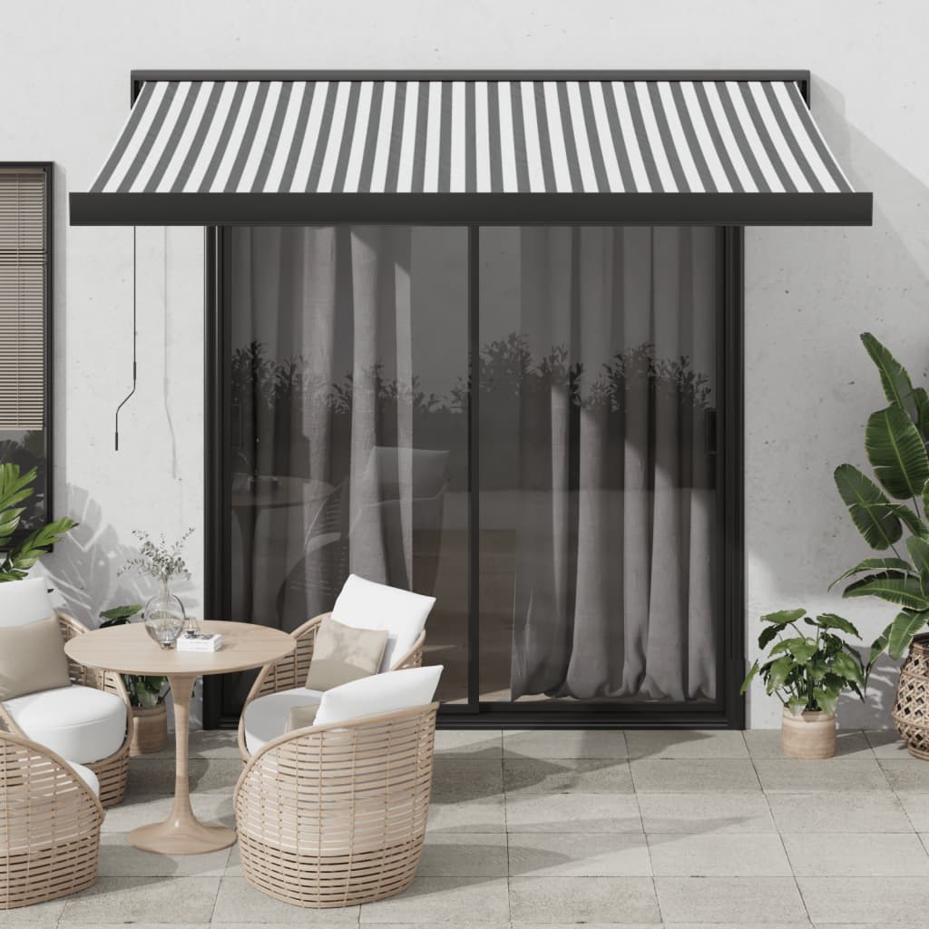 vidaXL Retractable Awning Anthracite and White 3.5x2.5 m Fabric&Aluminium