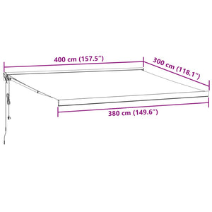 vidaXL Retractable Awning Anthracite and White 4x3 m Fabric&Aluminium