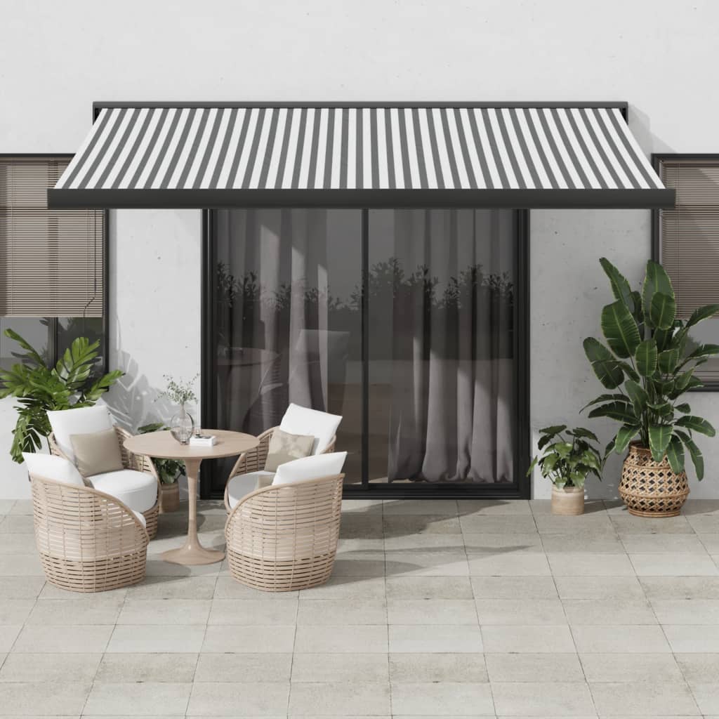 vidaXL Retractable Awning Anthracite and White 4x3 m Fabric&Aluminium