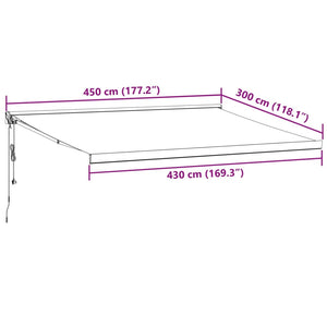 vidaXL Retractable Awning Anthracite and White 4.5x3 m Fabric&Aluminium