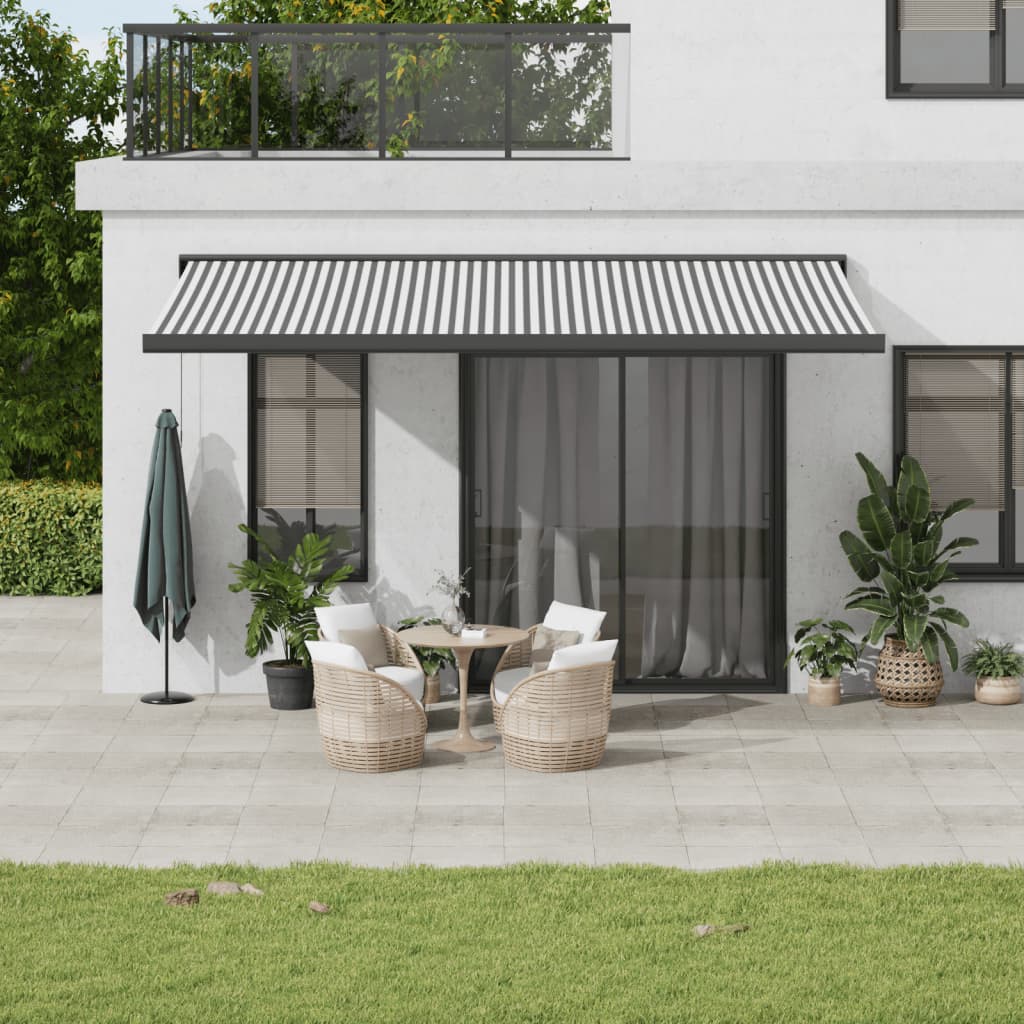 vidaXL Retractable Awning Anthracite and White 5x3 m Fabric&Aluminium