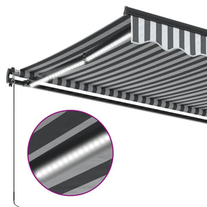 vidaXL Manual Retractable Awning with LED Anthracite&White 300x250 cm