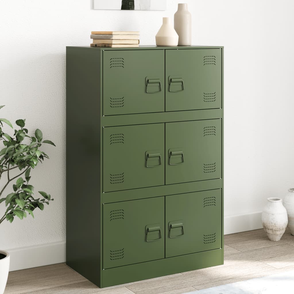 vidaXL Sideboard Olive Green 67x39x107 cm Steel