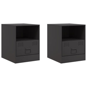 vidaXL Bedside Cabinets 2pcs Black 34.5x39x44 cm Steel