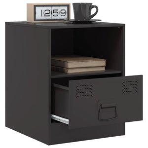 vidaXL Bedside Cabinets 2pcs Black 34.5x39x44 cm Steel