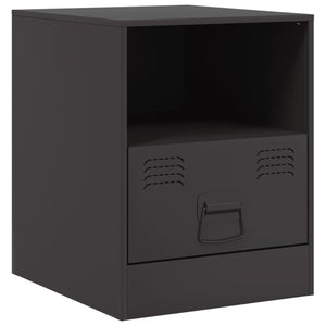 vidaXL Bedside Cabinets 2pcs Black 34.5x39x44 cm Steel