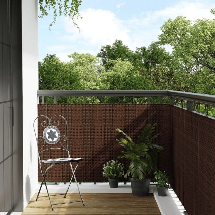 vidaXL Balcony Screen Brown and Black 1000x100 cm Poly Rattan