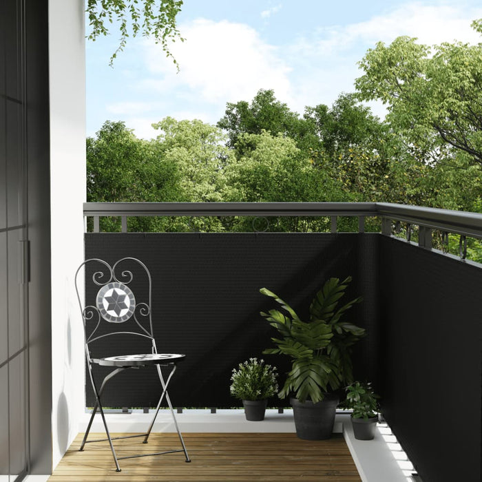 vidaXL Balcony Screen Black 300x90 cm Poly Rattan