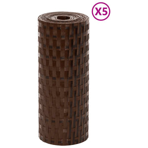 vidaXL Balcony Screens 5 pcs Brown and Black 255x19 cm Poly Rattan