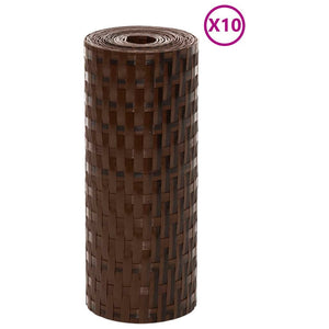 vidaXL Balcony Screens 10 pcs Brown and Black 255x19 cm Poly Rattan