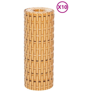 vidaXL Balcony Screens 10 pcs Light Brown 255x19 cm Poly Rattan